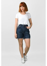 Resim Kadın Kot Şort Koyu Mavi 