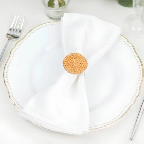 Resim El Yapımı Ahşap Halkalı Rattan Peçete Yüzüğü - 6'lı Set 