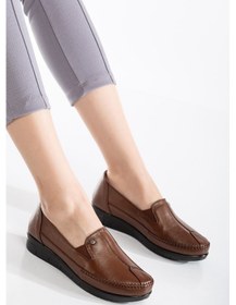 Resim 92101 Ortopedik Kadın Deri Ayakkabı Topuk Dikeni İçin Uygundur Taba 