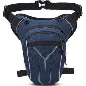 Resim Rogfer "motorsiklet Bacak Çantası - Su Geçirmez, Ayarlanabilir, 3 Fermuarlı Cep Ve Reflektörlü" Koyu Mavi Koyu Mavi 
