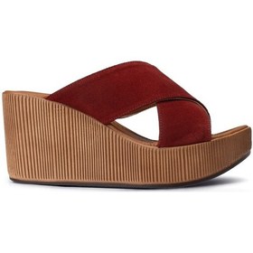 Resim Deery Hakiki Süet Bordo Kadın Terlik-Bordo 