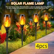Resim 4/ 12 Adet Güneş Enerjili Bahçe Meşaleleri, 12 LED Yanıp Sönen Alev Efektli Otomatik Açma/Kapama, Çim Alanlar, Avlular ve Yürüyüş Yolları için Peyzaj Aydınlatması 