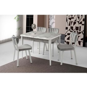 Resim Lagina Mobilgen Esinti Sandalye 120+30 Kelebek Kütük Hg Açılabilir Masa Takımı Beyaz 