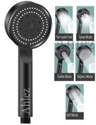 Resim Ahlez Maxima Siyah Turbo Fan 5 Fonksiyonlu Duş Başlığı El Duşu 