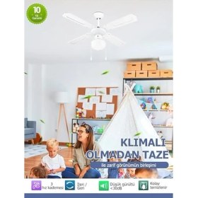 Resim Poyraz Tavan Vantilatörü Beyaz 107 cm 