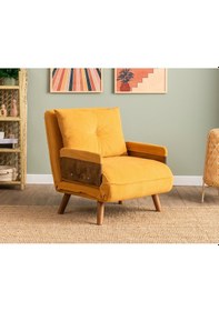 Resim Pafu Cosmo Tekli Katlanır Yataklı Koltuk - Bohem Hardal Hardal 