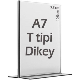Resim A7 T-tipi Dikey Şeffaf Föylük Menü Broşür Etiket Fotoğraflık Albüm Stand Sehpa 
