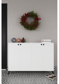 Resim Artemis 4 Kapaklı 3 Raflı Ayakkabılık Beyaz Beyaz 