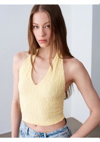 Resim Dilvin 32690 Halter Yaka Dantel Detaylı Top-açık Sarı 