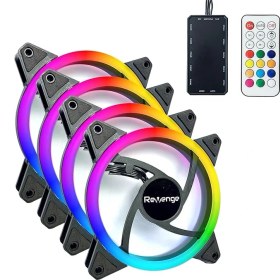 Resim RV400 4in1 Kumandalı 12CM Rgb Fan Seti Fan Kontrolör Dahil 120MM 4lü Kasa Fanı 