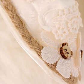 Resim kidello Krem Çiçek Süslemeli Kız Bebek Patik Bandana Seti 