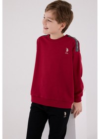 Resim U.S. Polo Assn. Lisanslı Erkek Çocuk Alt Üst 2 Parça Eşofman Takımı Us2202 Bordo 