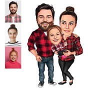 Resim Kişiye Özel Karikatürlü Çift Ahşap Araba Dikiz Ayna Süsü 