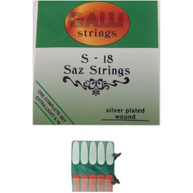 Resim 0,18 Ithal Galli Kısa Sap Saz Tel Seti +10 Adet Saz Tezene Mızrap 