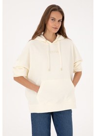 Resim U.S. Polo Assn. Kadın Krem Kapüşonlu Sweatshirt 50314938-VR256 
