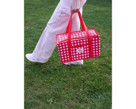 Resim EC Shop Alas Termo Lüks Piknik Çantası Kırmızı Ekoseli 35 x 20 x 20 cm 