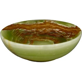 Resim El Yapımı Oniks Taş Çanak - 20 cm Dekoratif Kase - Yeşil 