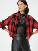 Resim Oduncu Gömleği Crop Düğmeli Klasik Yaka Viskon 