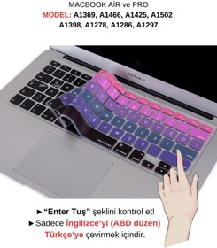 Resim Mcstorey Macbook Air Pro Klavye Koruyucu (US TO TR) Ombre (ESKİ USB’Lİ MODEL 2008/2017 YILI) Ile Uyumlu 