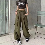 Resim Gofeel Haki Renkli Tactical Kargo Cepli Lastikli Bol Kalıp Baggy Oversize Pantolon 