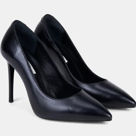 Resim Desa Kadın Siyah Sivri Burunlu Klasik Deri Stiletto 