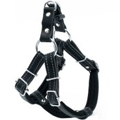 Resim Doggie Konforlu Deri El Yapımı Ronin Model Köpek Göğüs Tasması 1.5 x 40-45 CM Siyah 