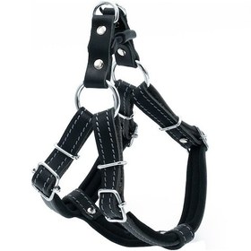 Resim Doggie Konforlu Deri El Yapımı Ronin Model Köpek Göğüs Tasması 1.5 x 40-45 CM Siyah 