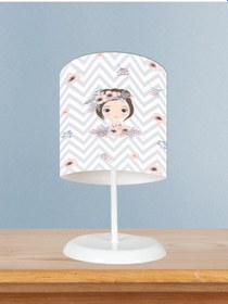 Resim Mekta Home Bebek Ve Çocuk Odası Çiçekli Prenses Kız Desenli Zikzaklı Abajur 