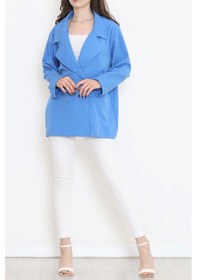 Resim Oversize Düğmeli Ceket Mavi - 951.1247. Çok Renkli 