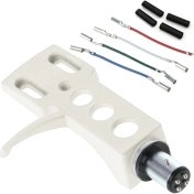 Resim Spibicyy Universal Plak Çalar Başlık Kabuğu Fonograf Pikap Yedek Başlık Kabuğu Plak Çalar Beyaz Için 4x Kablolu (Yurt Dışından) 