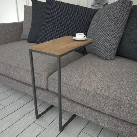 Resim Pasific Home Callen Yan Sehpa, Metal Tekerlekli Yan Sehpa , Koyu Meşe 