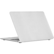Resim TEKNETSTORE Macbook Air 13" 2020 (M1 ÇİP) Uyumlu A2337 Mat Karbon Beyaz Kılıf 