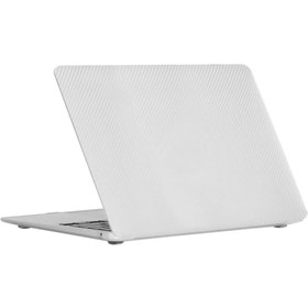 Resim TEKNETSTORE Macbook Air 13" 2020 (M1 ÇİP) Uyumlu A2337 Mat Karbon Beyaz Kılıf 