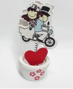 Resim Bisiklete Binmiş Gelin Damat Notluk Nikah Şekeri 6 Adet Çok Renkli 