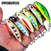 Resim Proberos 1/6 Adet Sert Balıkçılık Yemleri Minnow Yemleri Bass CrankBait Seti Gerçekçi Yüzme Yemleri Derin Dalış Batan Yemler Üçlü Kanca ile Bass Alabalık Walleye için 