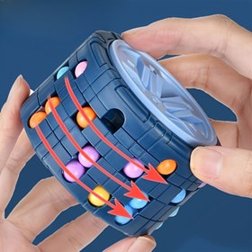 Resim 1 adet 3D Puzzle Küp Oyuncak - Sihirli Fasulye Gyro Spinner, Gençler için Beyin Egzersiz Oyunu, Kırmızı, Mavi, Siyah Eğitici Çocuk Oyuncak - Halloween, Noel ve Şükran Günü Hediyeleri için Mükemmel 