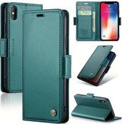 Resim Sunshine022 iPhone Uyumlu X Xs İçin Yeşil Rfıd Deri Kılıf Kartlık Manyetik Ayaklı 