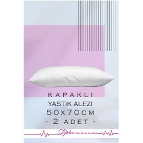 Resim 2 Adet 50x70 Yastık Alezi, Sıvı Geçirmez Yastık Alezi, Kapaklı Yastık Alezi, Yastık Koruyucu Beyaz 