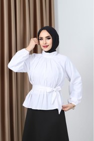 Resim CNG MODA Tesettür Kuşaklı Gömlek 