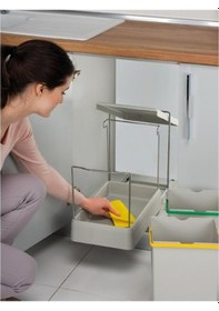 Resim Pelikan 21550 Raylı Dolap İçi Çöp Kovası 14 + 14 lt ( Çift Kovalı ) Gri 