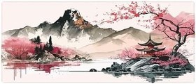 Resim Porge Gaming Mouse Pad 70x30 Mouse Pad XXL Büyük Oyuncu Ofis Mause Pad Mousepad (Sarı - Pembe, 70x30 cm) 