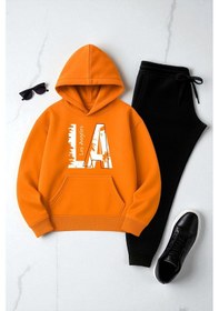 Resim Uyguntarz Unisex Los Angeles Baskılı Eşofman Takımı turuncu 