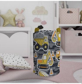 Resim Mekta Home Bebek Ve Çocuk Odası İş Makine Desenli Oyuncak Sepeti Renkli Çok Renkli 