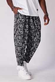 Resim Superbluemexico Unisex Jakar Desenli Pileli Şalvar Pantolon 