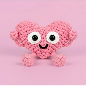 Resim Kalp Amigurumi Örgü Öğrenme Kiti Videolu Tığ Işi Amigurumi Kalp Örgü Seti 