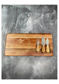 Resim Akasya Peynir Sunum Seti Tabak Kesme Tahtası 