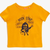 Resim Erkek Bebek Monster Tişört Kısa Kollu Pamuklu Bisiklet Yaka 