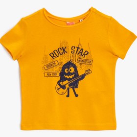 Resim Erkek Bebek Monster Tişört Kısa Kollu Pamuklu Bisiklet Yaka 