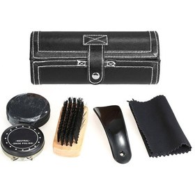 Resim Vkemall Siyah Deri Ayakkabı Bakıma Seti: Siyah + Nötr Parlatıcı, Fırça, Bez, Ayakkabı Torbası Ve Horn İle Tam Bakım 