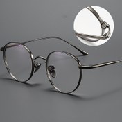 Resim Vintage Titanyum Oval Tam Çerçeve Gözlük - Hafif Retro Üniseks Gözlükler Kılıflı, Yıkanabilir ve Dayanıklı Tasarım Erkekler & Kadınlar İçin, Tatiller & Özel Günler İçin Mükemmel Hediye, Üniseks Gözlükler | Retro Tarz Gözlük | Titanyum Çerçeveli 